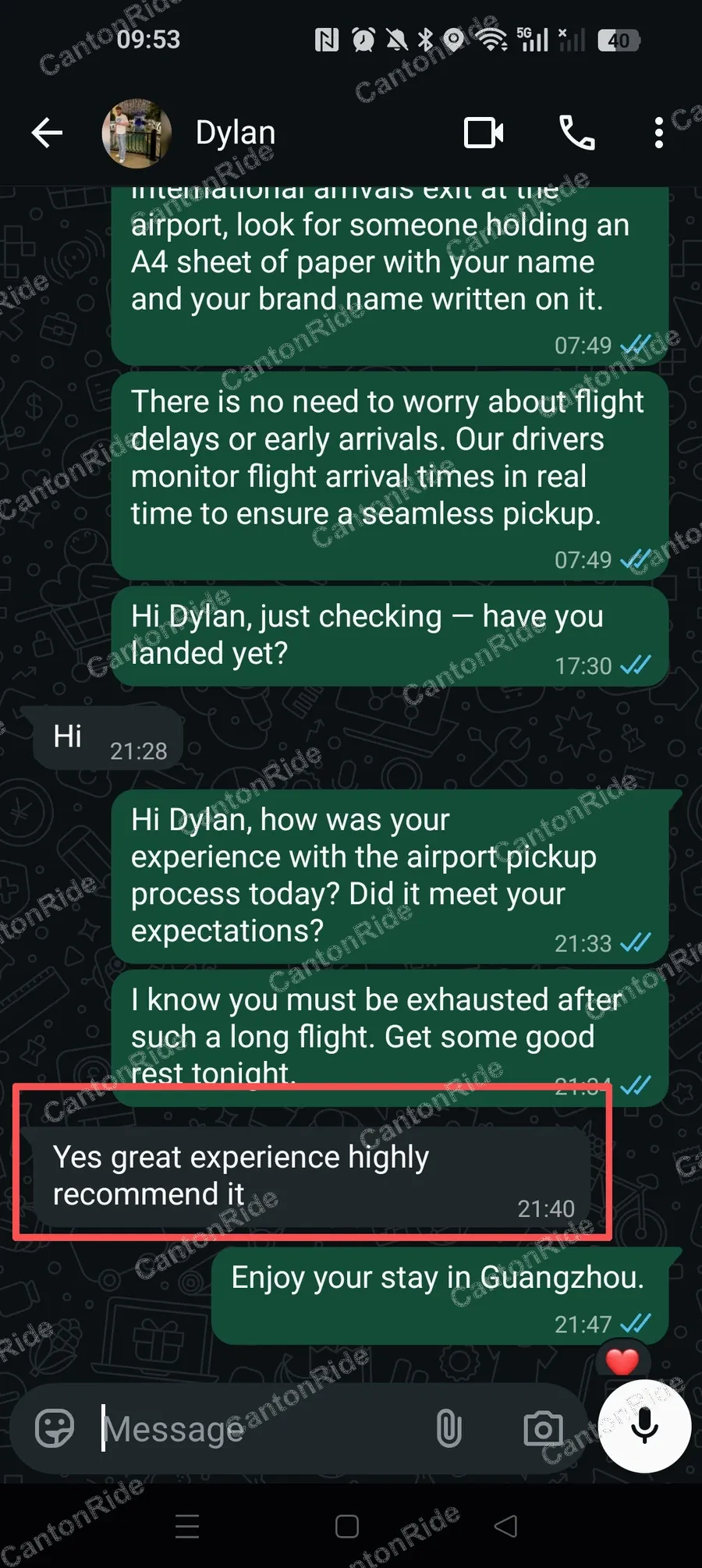 Conversation with Dylan after their CantonRide trip